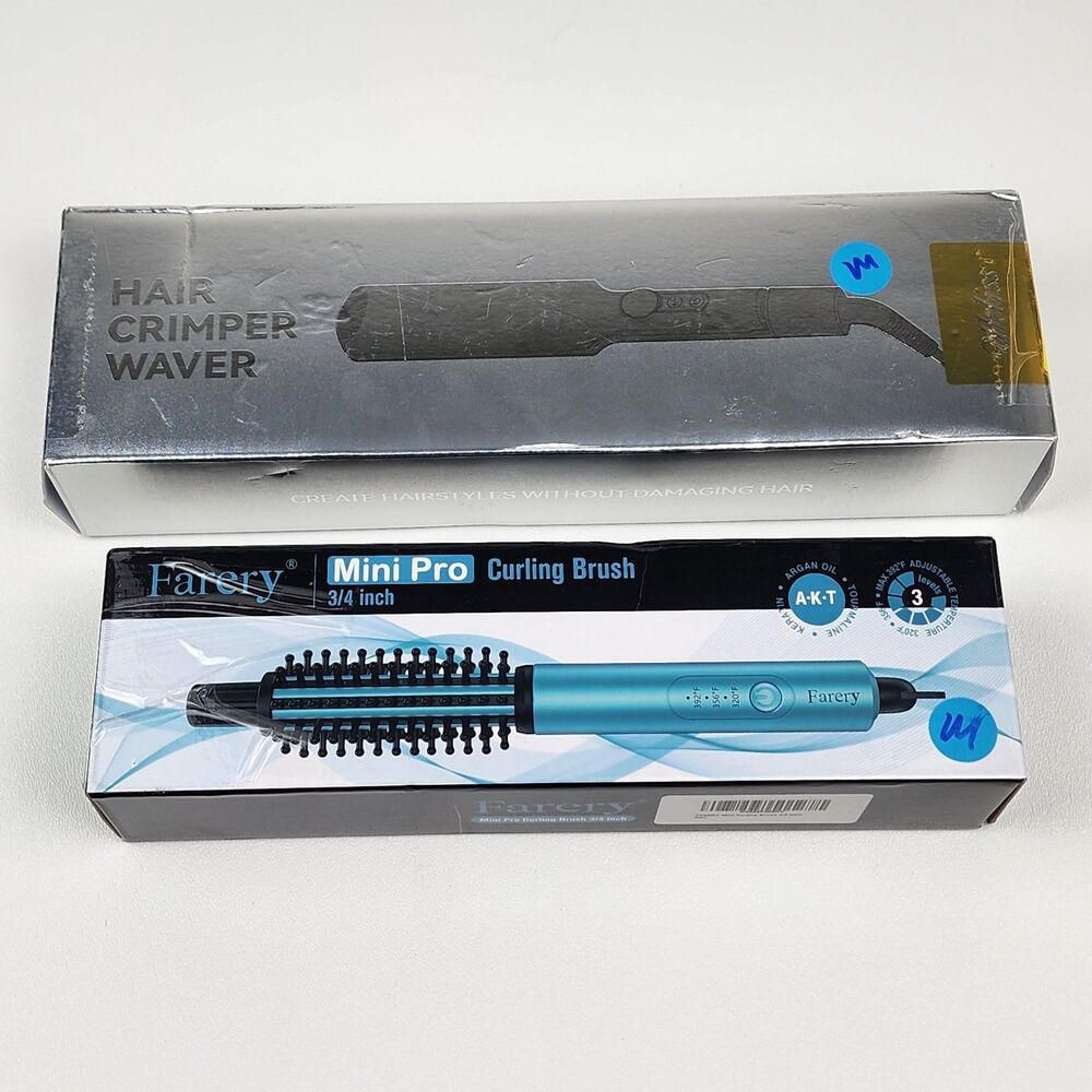 Hair Tool Bundle Ukliss Hair Crimper Waver + Farery Mini Pro Curling Brush 3/4"